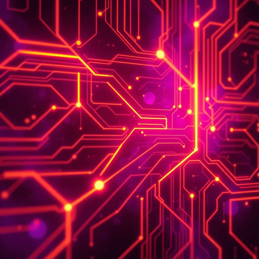 A high-tech digital abstract background with glowing circuit
